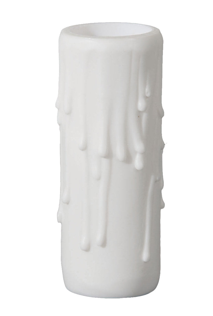 4 Flat White PolyResin Chandelier Candle Covers With Drips – Fits Standard Lamp, Model 912T