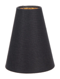 Tapered Deep Empire style Chandelier Shades, Black Linen with gold foil lining (00711KE)