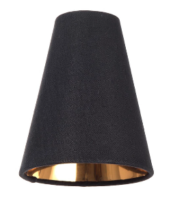Tapered Deep Empire style Chandelier Shades, Black Linen with gold foil lining (00711KE)