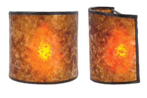 Antique Amber, 4.25 x 2.25(T), 4.25 x 2.25(B), 4.5(H), Mica Shield Style Chandelier or Sconce Lamp Shade (00756M)
