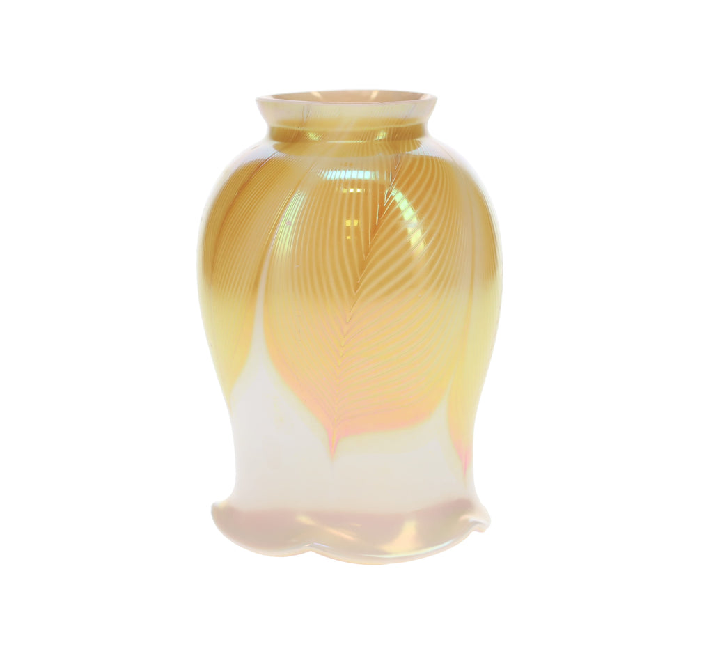 2-1/4" fitter, Art Glass Fixture Shade Opal and Gold Iridescent Finish, 5-1/4" Tall (08924)