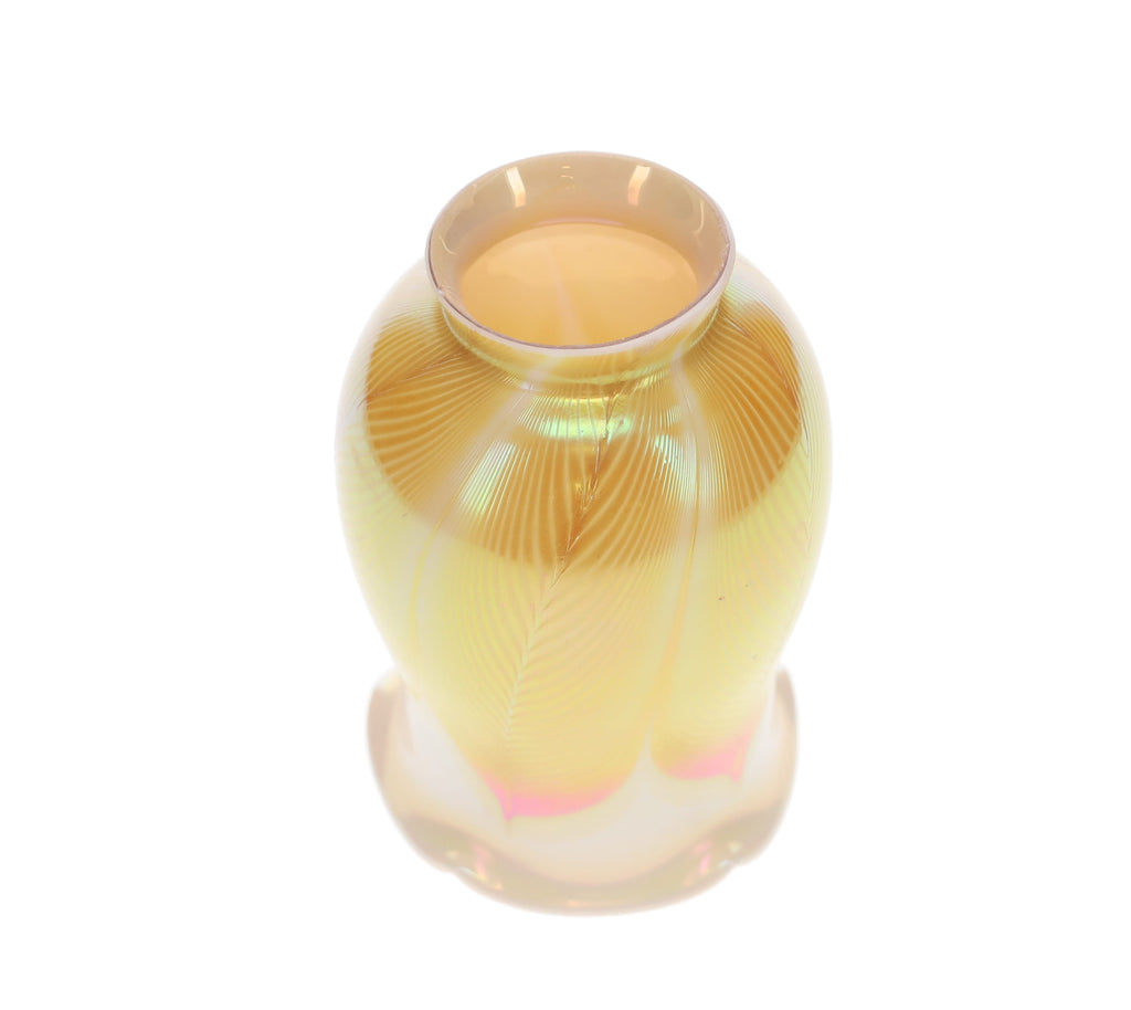 2-1/4" fitter, Art Glass Fixture Shade Opal and Gold Iridescent Finish, 5-1/4" Tall (08924)