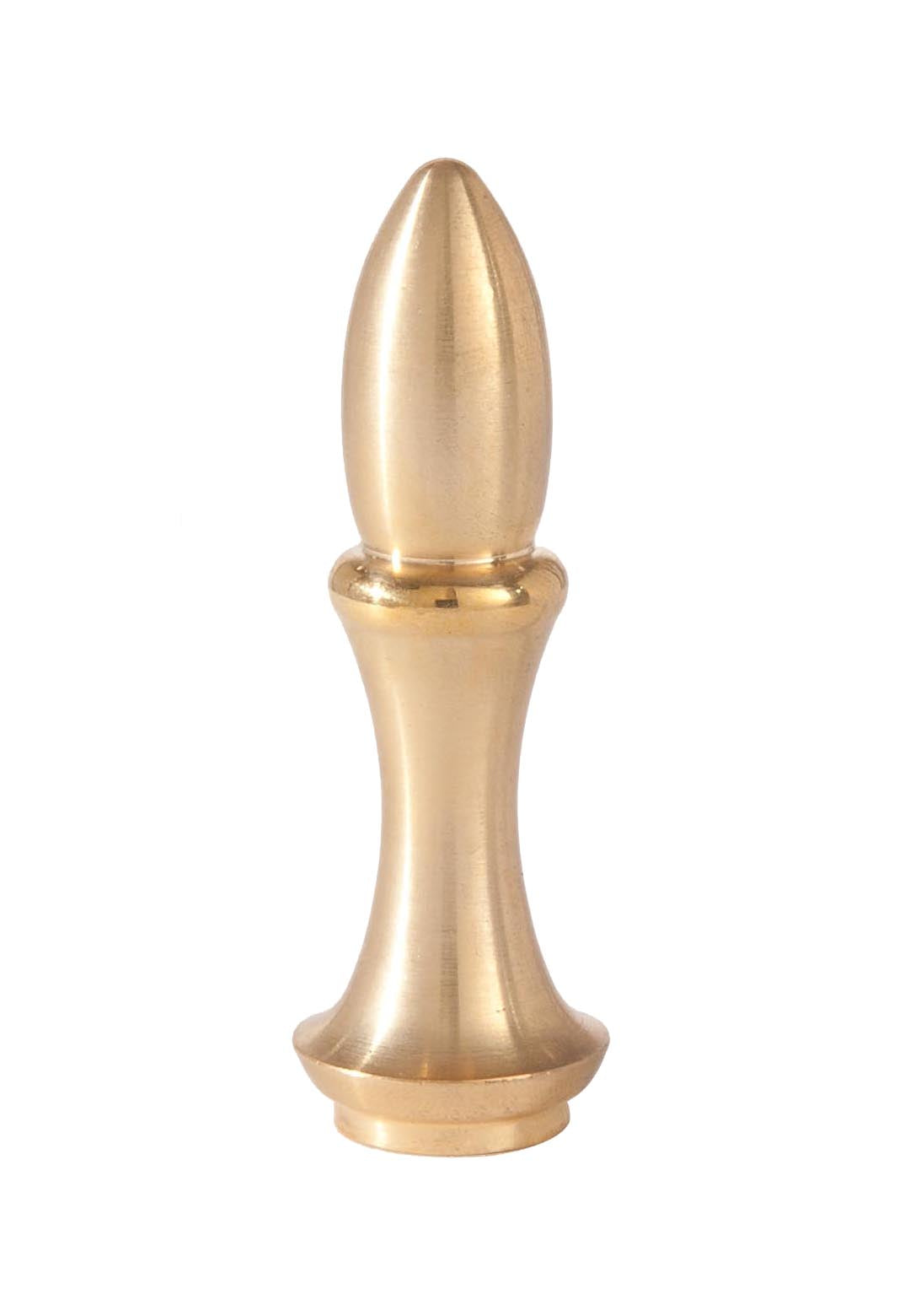 3" Tall x 7/8" Diam Unfinished Brass Modern Style Finial Tap 1/4-27 (11395U)