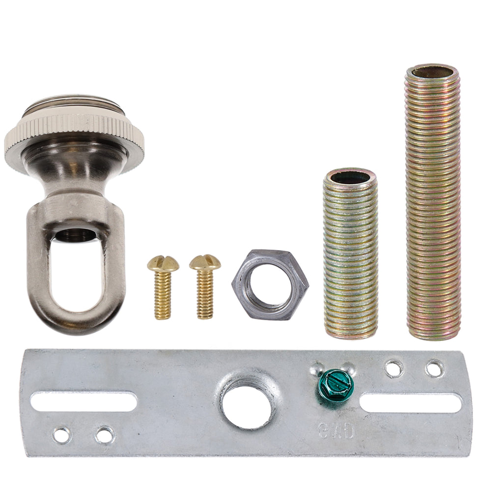 Cast Brass Satin Nickel Finish Screw Collar Canopy Set, 1/4F Tap, Mounting Hardware Kit (10951SN)