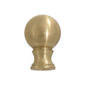 1-1/2" Tall x 1" Diam Unfinished Brass Ball Finial, Choice of Tap (10977)