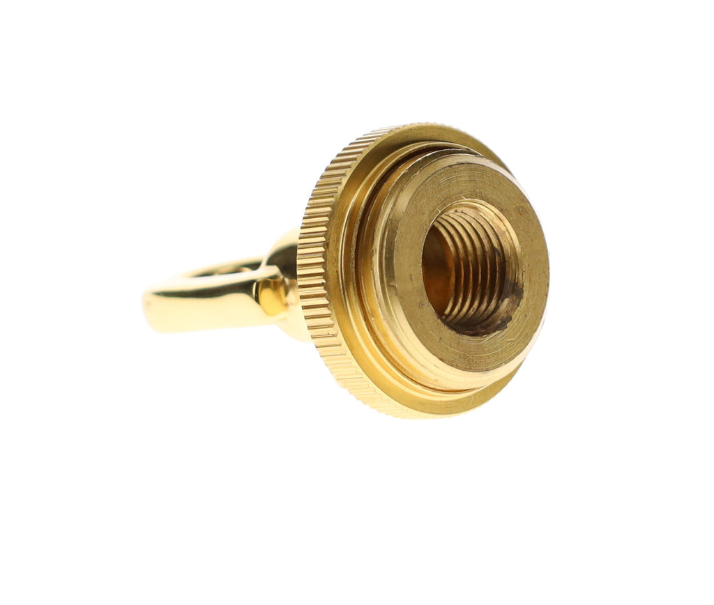 Cast Brass Screw Collar Loop, Tap 1/4IP, Slips 1-1/16" Hole, Polished & Lacquered Finish (10996)
