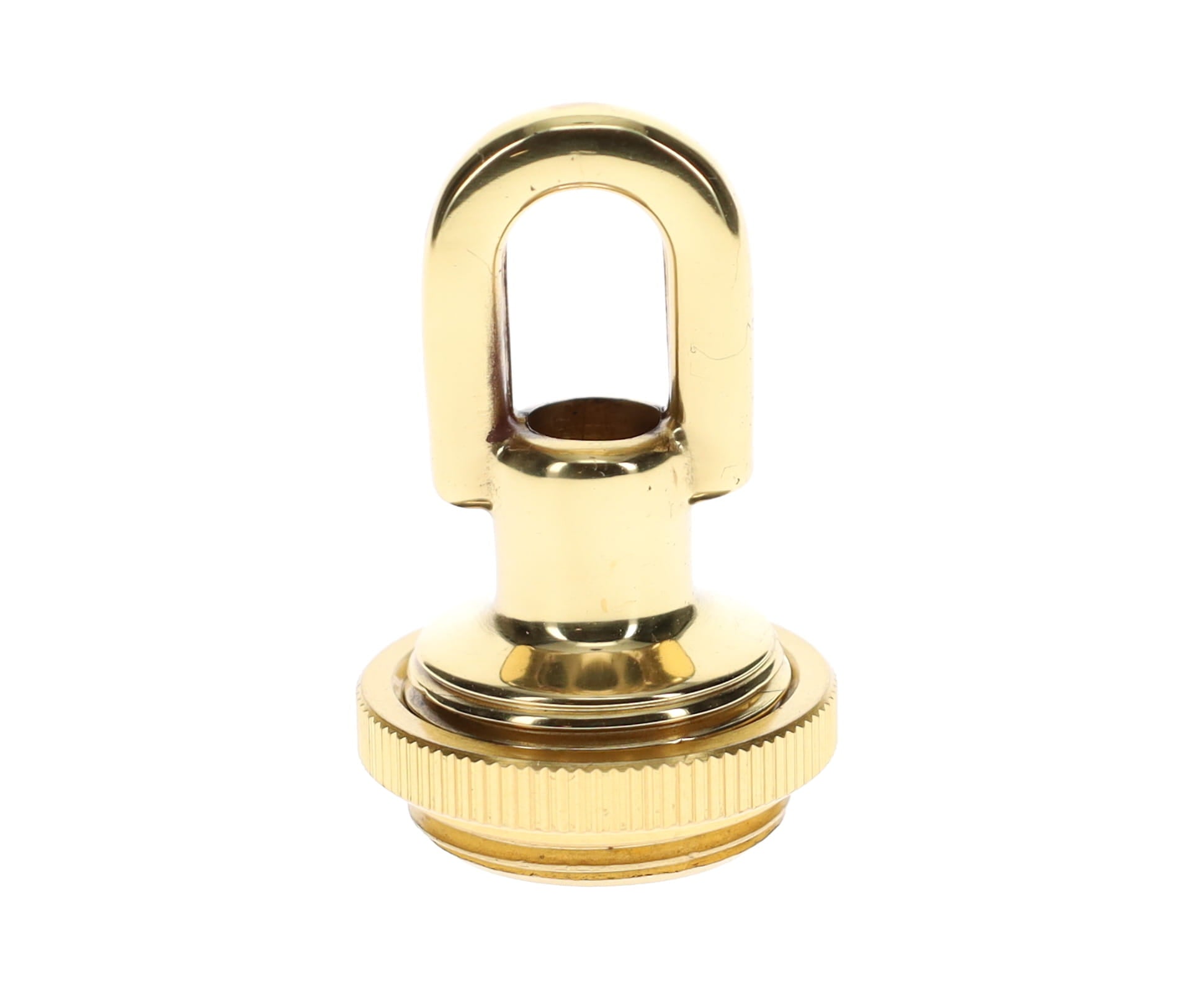 Cast Brass Screw Collar Loop, Tap 1/4IP, Slips 1-1/16" Hole, Polished & Lacquered Finish (10996)