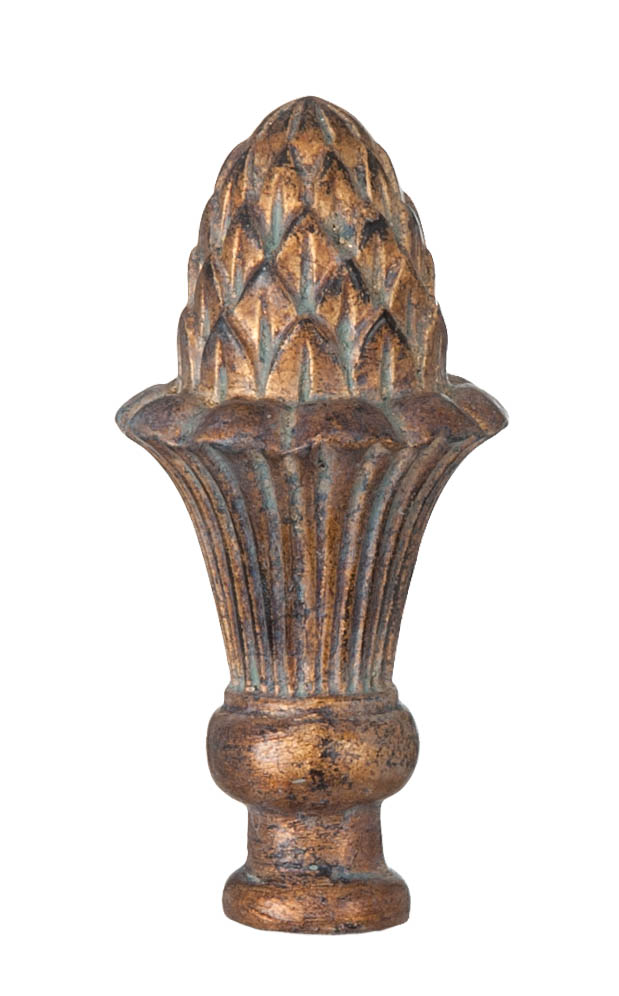 4-1/4" Tall Pineapple Style Large Lamp Finial, Copper 1/4-27 tap (11032B)