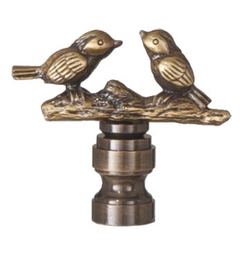 Two Birds Lamp Finial, 1-3/4" Tall, tap 1/4-27 (11062A)