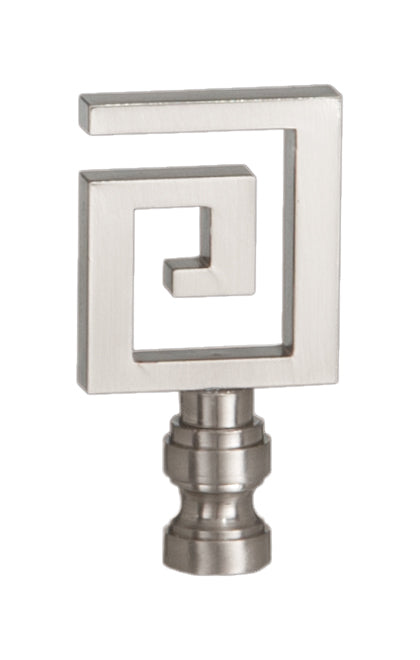 2-1/2" Tall Greek Key Lamp Finial Nickel Finish 1/4-27 Tap (11065N)