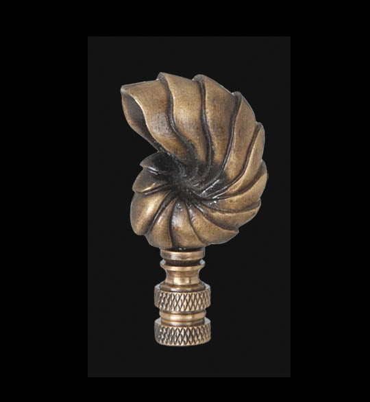 Seashell Brass Finial, 2-1/2" Tall, 1/4-27 tap (11070A)