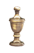 2-3/4" Tall Brass Urn Finial, Tap 1/4-27F, Antique Brass Finish (11121A)