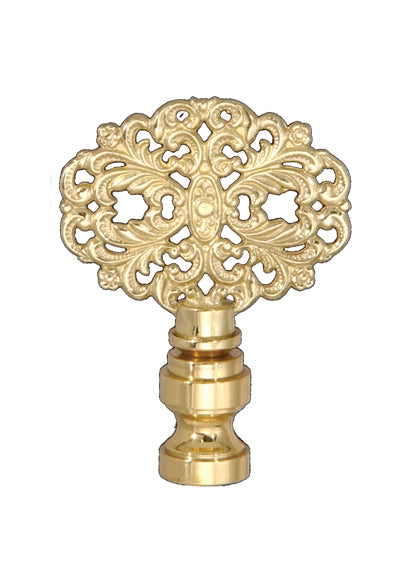 2-3/8" Tall Die Cast Rosette Finial Tap 1/4-27F Polished & Lacquered (11129)