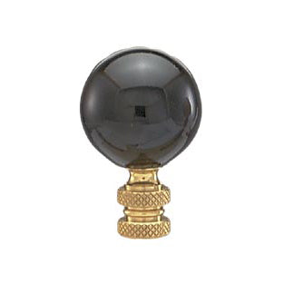 2" Tall Black Ceramic Ball Finial Polished & Lacquered Bass Base (11148)