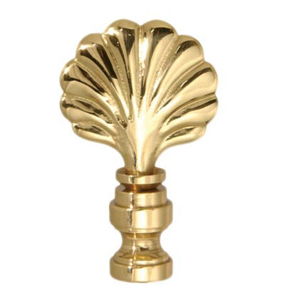 2-1/8" Tall Brass Scallop Shell Lamp Finial Tap 1/4-27F (11158)