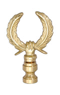 2-5/8" Tall Die Cast Feather Wreath Brass Finial 1/4-27 Tap (11185)
