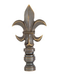 3" Tall Fleur De Lis Design Cast Metal Finial Antique Brass Finish 1/4-27F Tap (11221A)