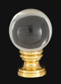 1-5/8" Tall Smooth Crystal Design 30mm Ball Finial Polished & Lacquered Brass Base (11223)