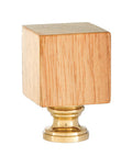 1-7/8" Tall Wooden Cube Design Oak Finish Finial Brass Brass Base (11263)