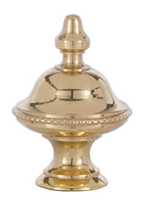1" Diam x 1-7/16" Tall Solid Brass Lamp Finial Tap 1/4-27F Polished & Lacquered (11329)