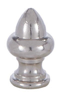 1-7/16" x 7/8" Diam Tall Acorn Shape Cast Brass Finial Nickel Finish 1/4-27 Tap (11336N)