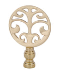 2-7/8" Tall x 2" Wide Cast Brass Decorative Lamp Finial Tree Design 1/4-27 Tap (11338)