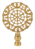 3" Tall Cast Brass Rose Lamp Finial 1/4-27F Tap Polished & Lacquered (11341)