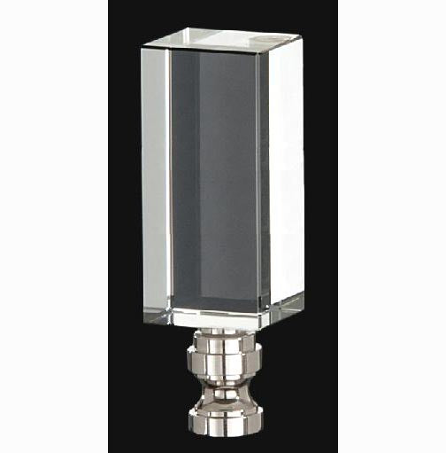 2-15/16" x 1" Clear Acrylic Lamp Finial Nickel Base 1/4-27IP Tap (11345N)