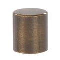 1" Tall x 7/8" Diam Drum Style Brass Lamp Finial Antique Brass Finish 1/4-27F Tap (11372A)