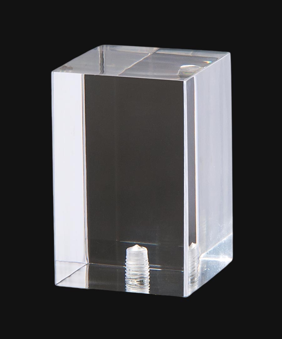 2-1/8" Tall x 1-3/8" Square Acrylic Rectangular Cube Lamp Finial 1/4-27F Tap (11383)