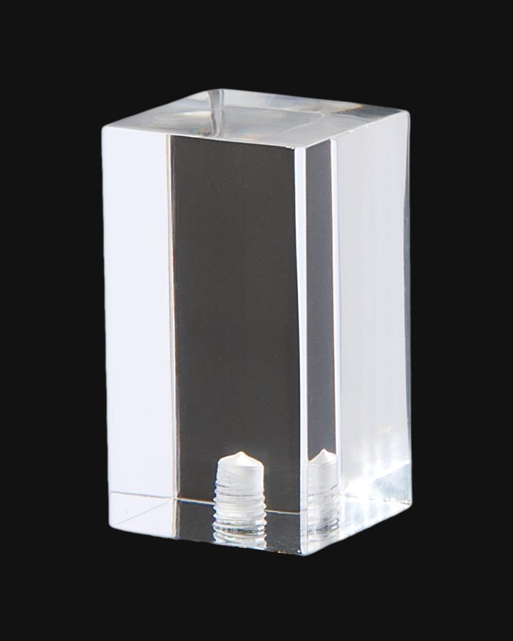 1-3/4" Tall x 1" Square Clear Acrylic Rectangular Cube Lamp Finial 1/4-27F Tap (11384)