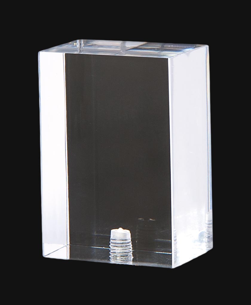 2-1/8" Tall Acrylic Rectangular Cube Lamp Finial 1/4-27F Tap (11385)