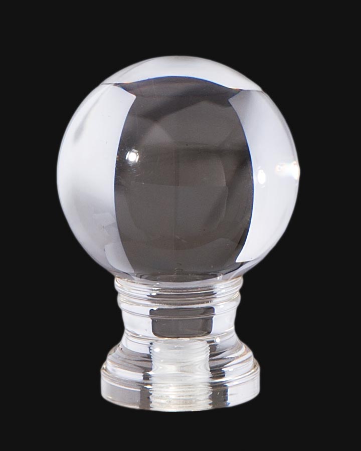 2-1/8" Tall x 1-1/2" Diam Clear Acrylic Ball Lamp Finial 1/4-27F Tap (11391)