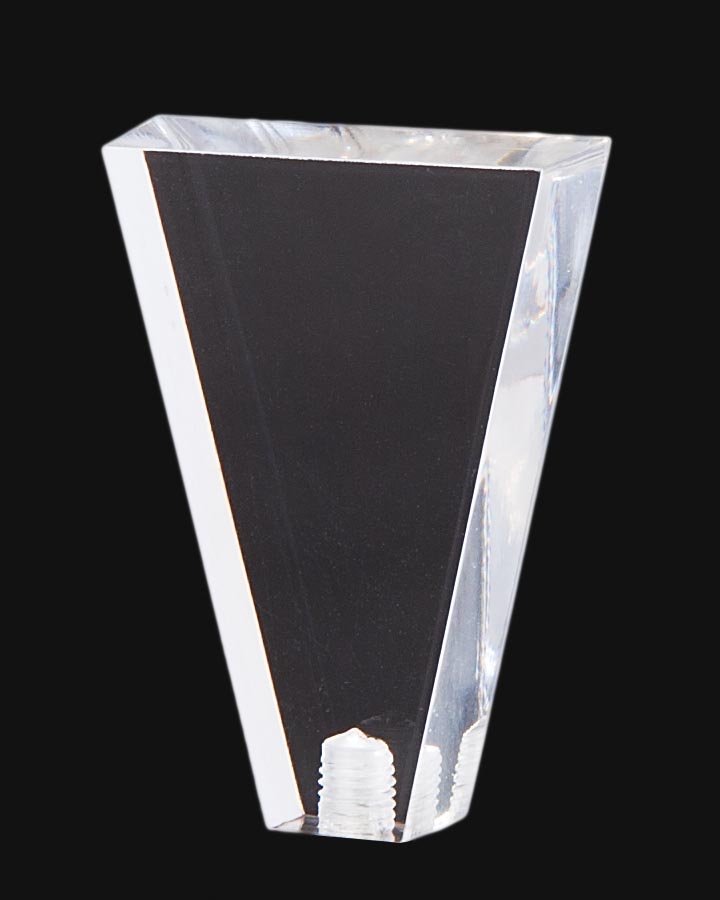 2-1/8" Tall Clear Acrylic Flat Triangle Lamp Finial 1/4-27F Tap (11392)