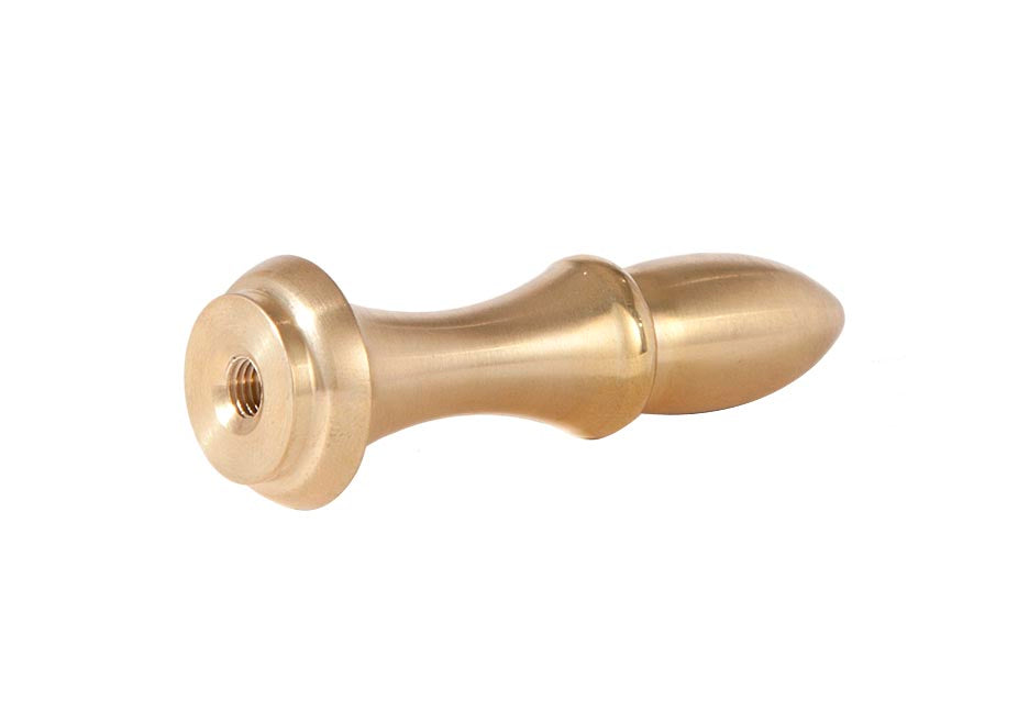 3" Tall x 7/8" Diam Unfinished Brass Modern Style Finial Tap 1/4-27 (11395U)