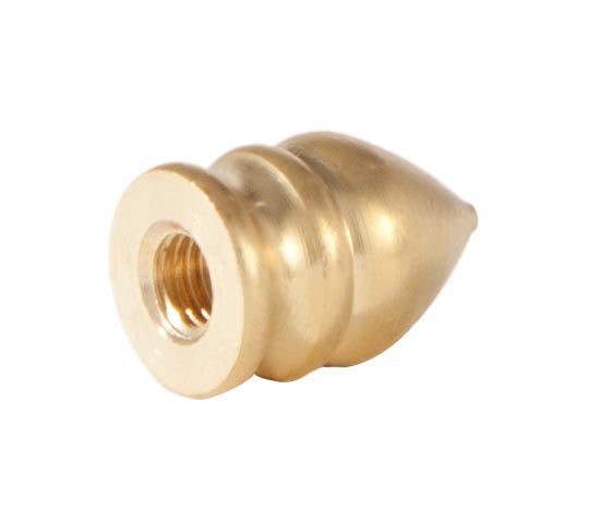 7/8" Tall x 1/2" Diam Small Cone Finial Unfinished Brass Tap 1/4-27 tap (11398U)