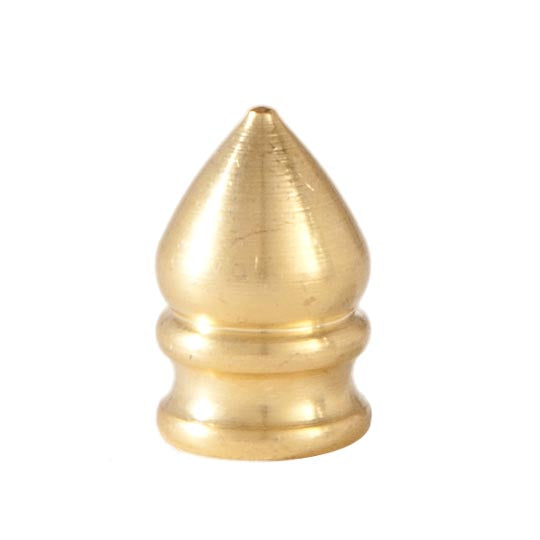 7/8" Tall x 1/2" Diam Small Cone Finial Unfinished Brass Tap 1/4-27 tap (11398U)
