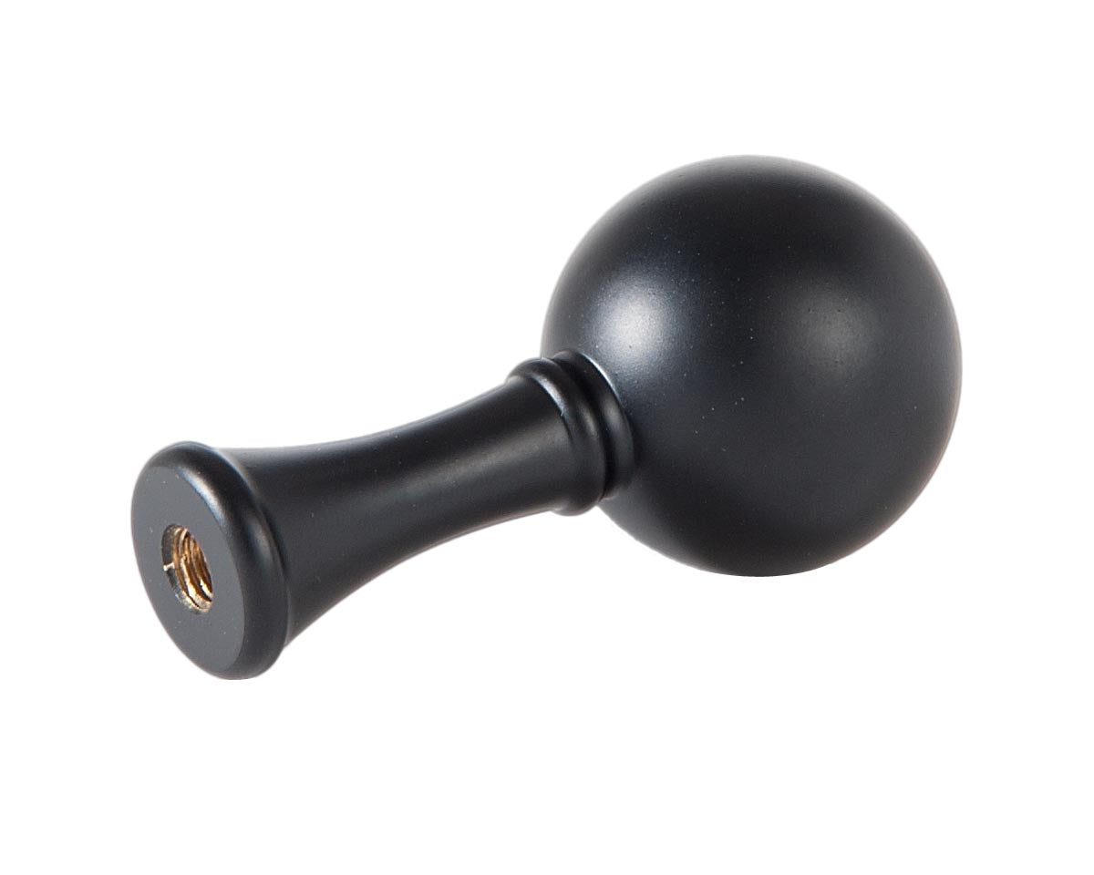 2-1/2" Tall x 1-1/4" Diam Satin Black Finish Mid-Century Modern Finial Tap 1/4-27 (11399BK)