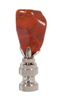 Red Jasper Stone Lamp Finial w/Nickel Base 2 1/2" Tall 1/4-27F Tap (11417N)