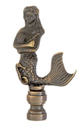 2-7/8" Tall Mermaid Design Solid Brass Finial Antique Brass Finish 1/4-27F Tap (11262A)