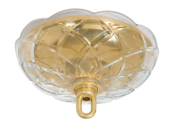 6 Inch Diameter Clear Crystal Canopy for Chandelier With Polished Brass Insert & Screw Collar (11759)
