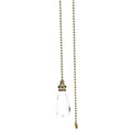 20" Length Brass Pull Chain Clear Glass Teardrop Pendant (15001)