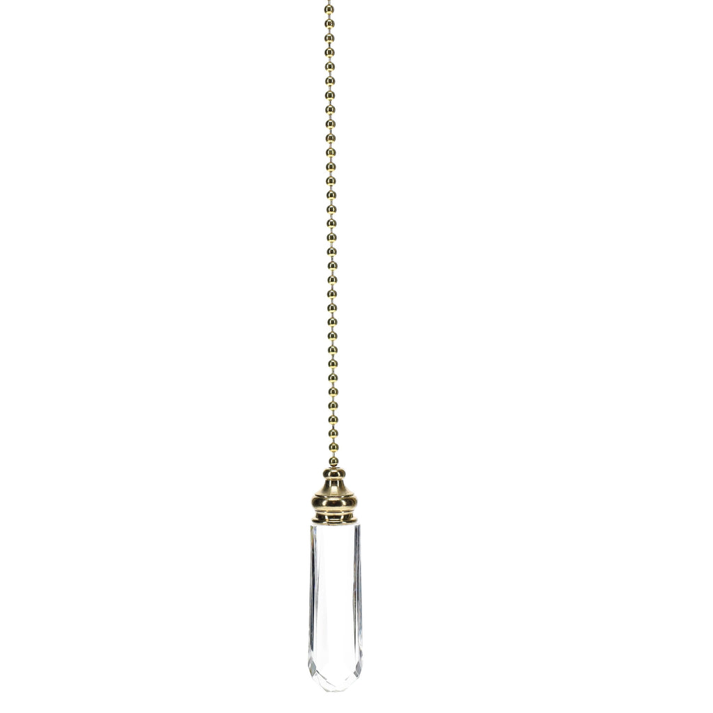 20" Length Brass Pull Chain Clear Glass Vial Pendant (15002)