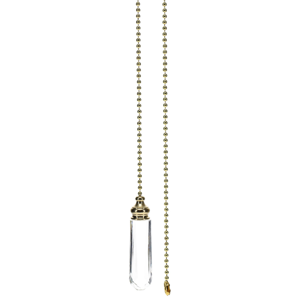 20" Length Brass Pull Chain Clear Glass Vial Pendant (15002)