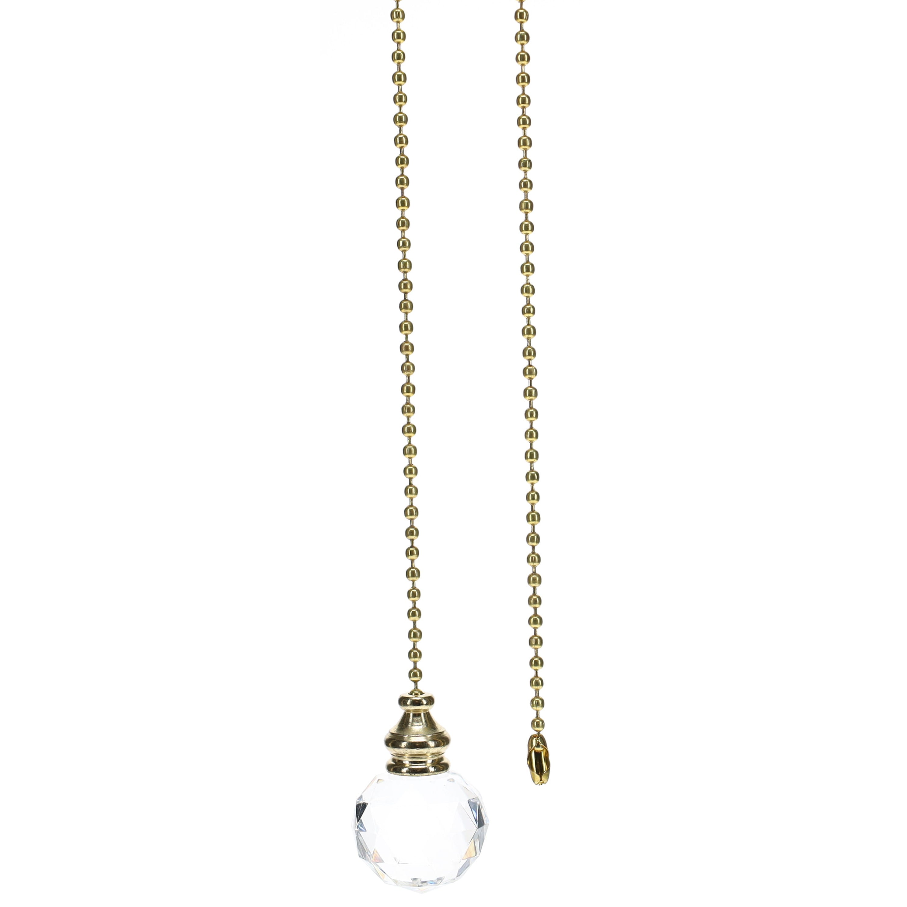 19" Length Brass Pull Chain Clear Glass Diamond Pattern Ball Pendant (15005)