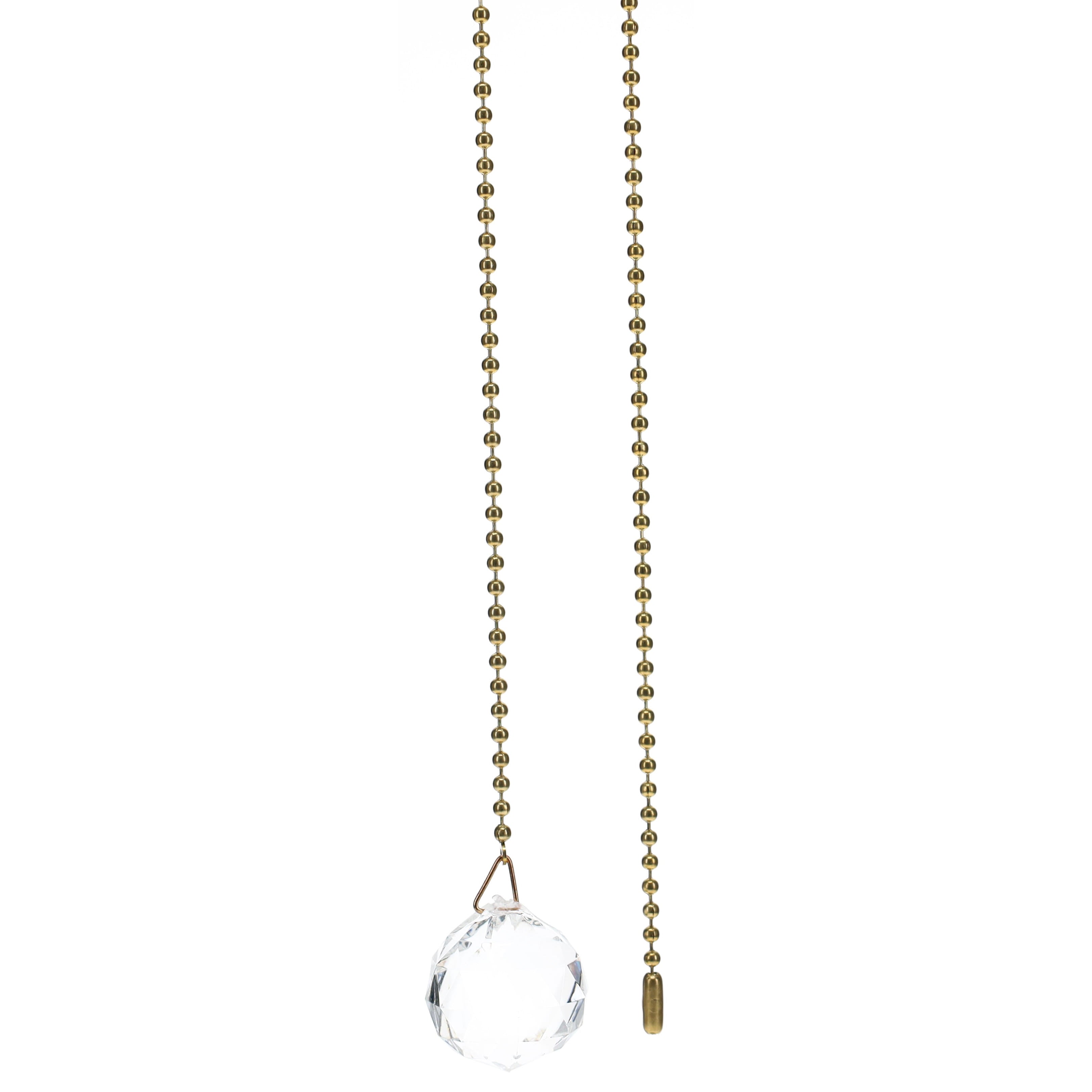 19" Length Brass Pull Chain Clear Glass Diamond Pattern Ball Pendant (15006)