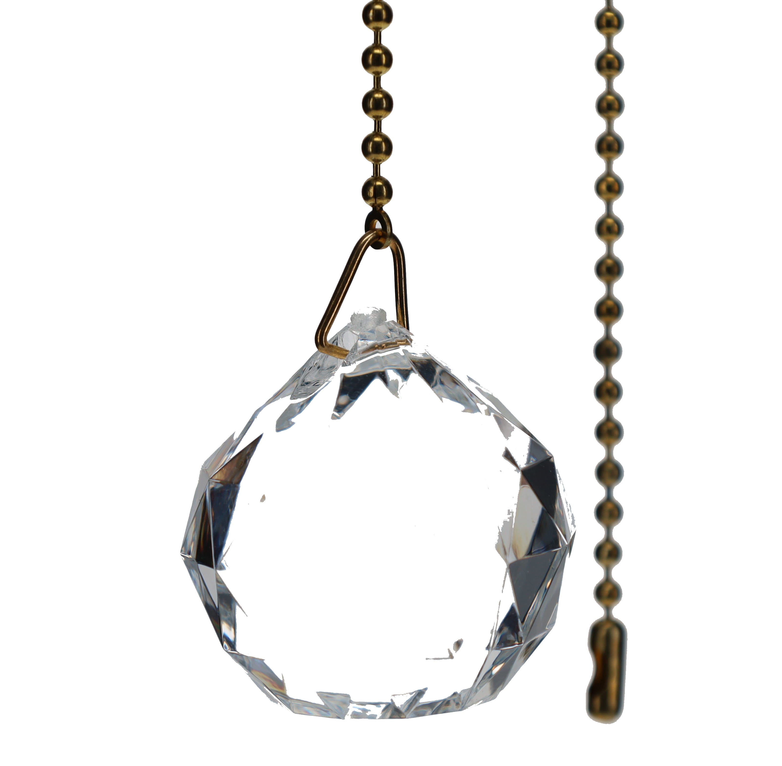 20" Length Brass Pull Chain Clear Glass Diamond Pattern Ball Pendant (15006L)