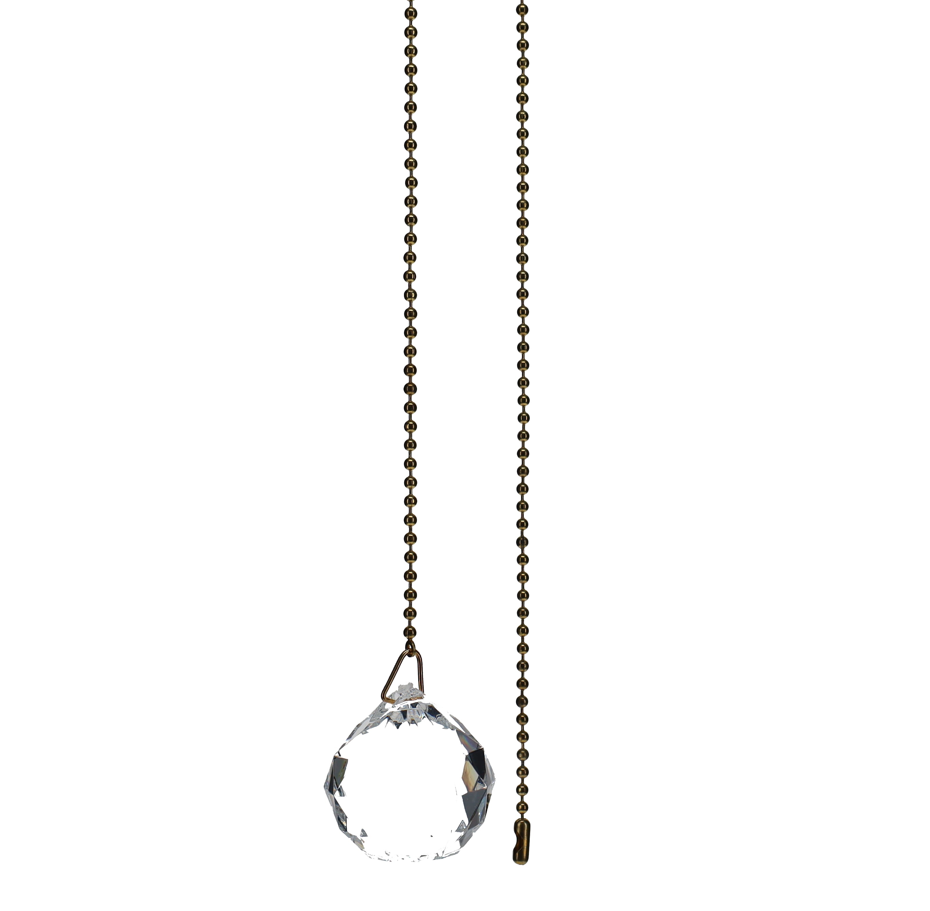 20" Length Brass Pull Chain Clear Glass Diamond Pattern Ball Pendant (15006L)