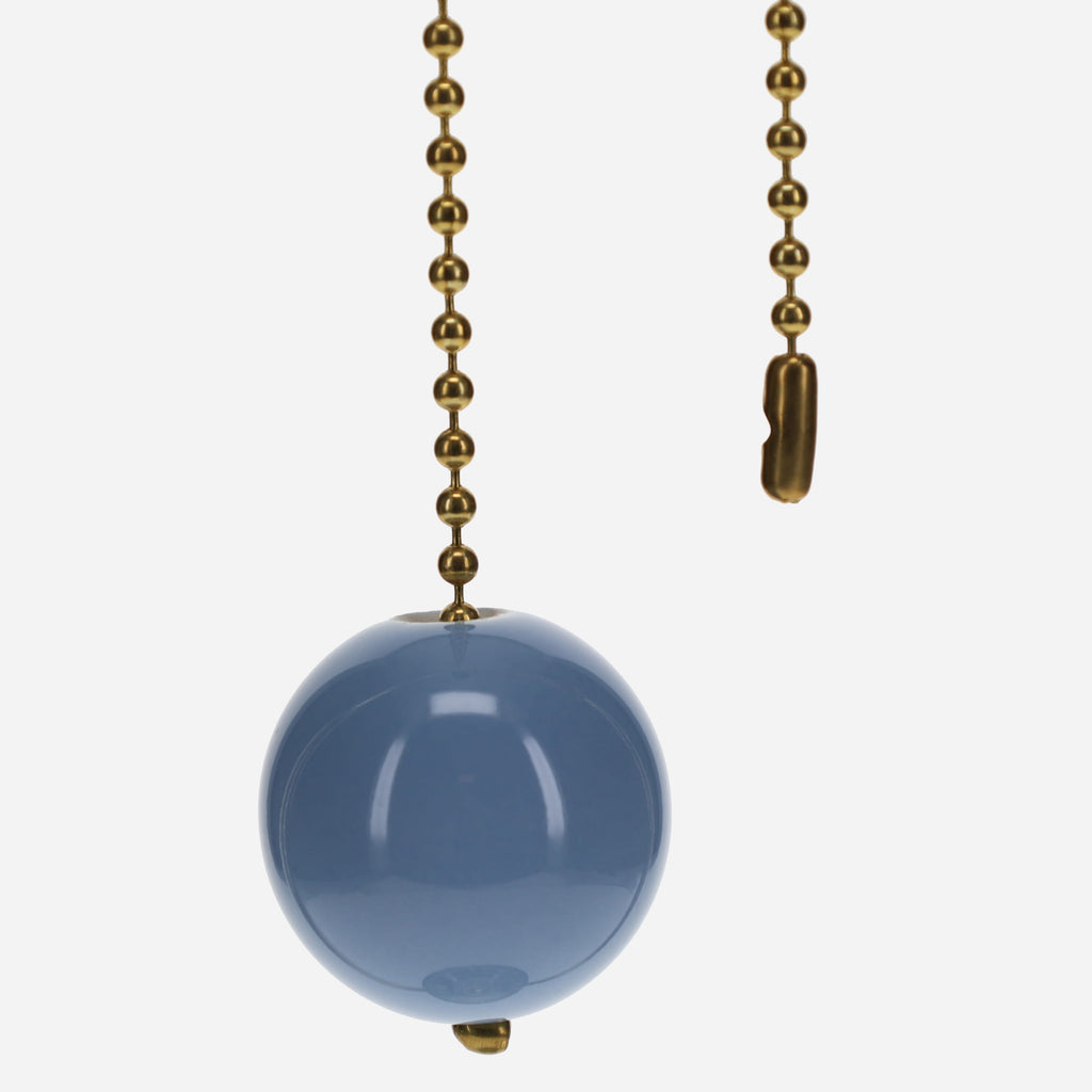 18" Length Brass Pull Chain Light Blue Ceramic Ball Pendant (15007)
