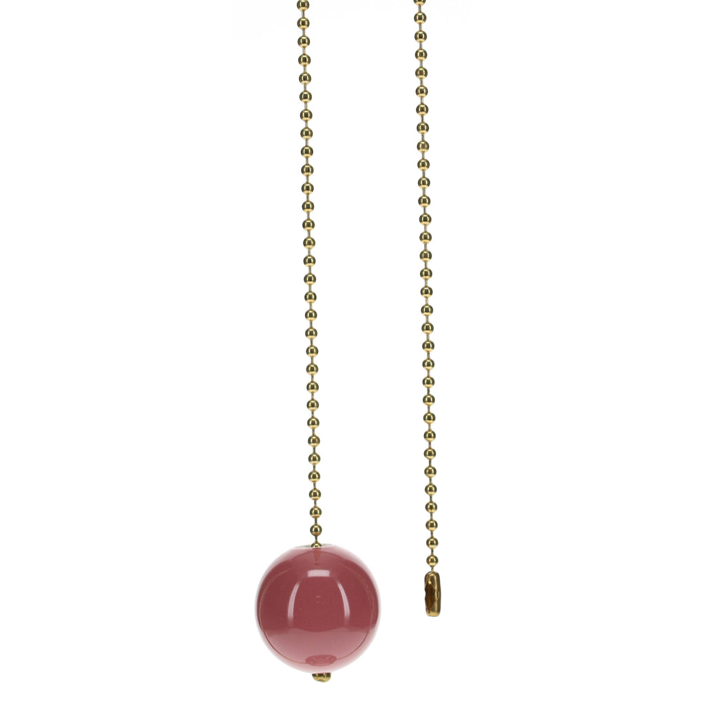 18" Length Brass Pull Chain Dark Pink Ceramic Ball Pendant (15008)